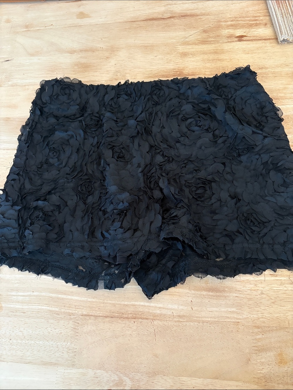 Umgee Black Rose Applique Lace Shorts